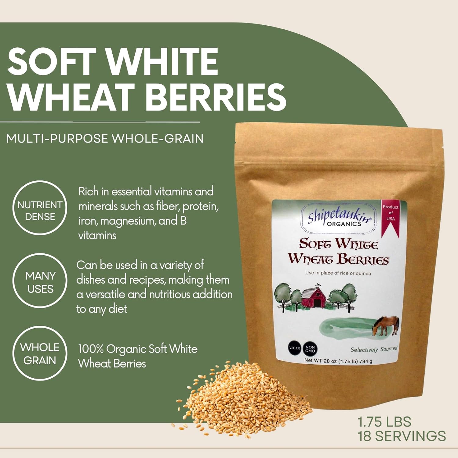 Organic Soft White Wheat Berries